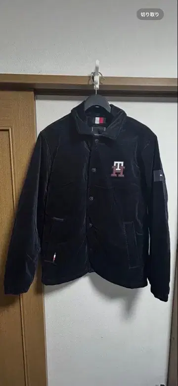 네이비 코듀로이 자켓 로고 자수