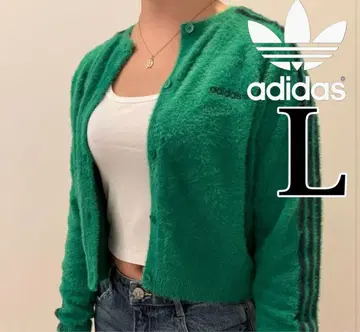 adidas 플러피 니트 가디건 그린 리나티 착용