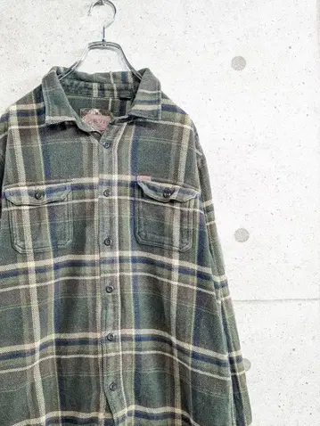 ORVIS 헤비 플란넬 셔츠 XL 그린 계열 체크