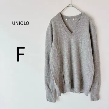유니클로 니트 긴팔 여성용 V넥 캐시미어 100% 그레이 F