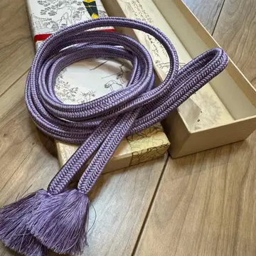 컨디션 최상 순수 실크 도묘 관조 허리띠 기모노 잡화 연보라 등색 고급