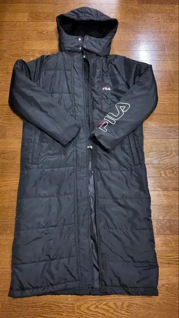 FILA 후드 부착 벤치 코트 블랙