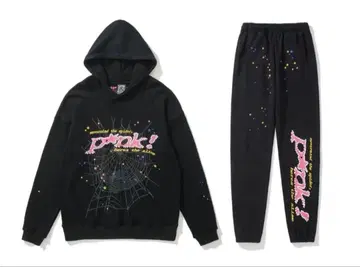 스파이더 웹 디자인 후드티와 팬츠 세트