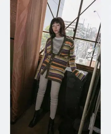 PERVERZE Color Stripe Knit Cardigan Mix