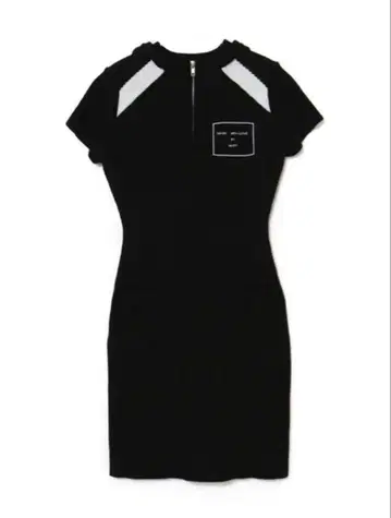 ANDMARY 블랙 폴로 드레스 반팔 가슴 포켓 부착
