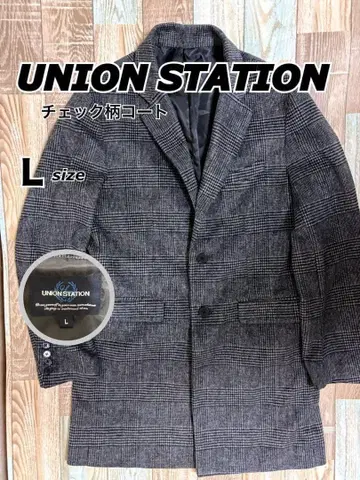 UNION STATION 체크 무늬 코트 L 사이즈 그레이