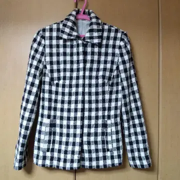 체크 무늬 더블 브레스트 자켓 사이즈 7