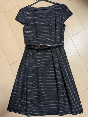 ANAYI 네이비 도트 무늬 반팔 원피스 M