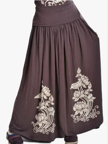 마라이 에스닉 다크 브라운 와이드 플레어 팬츠