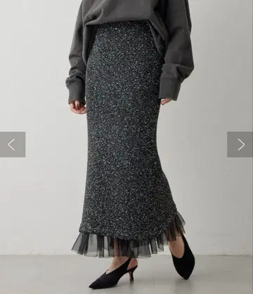 윔 가젯 정가 33000엔 스팽글 니트 스커트 튤 포함