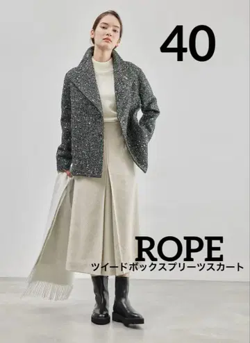 ROPE 트위드 박스 플리츠 스커트 40