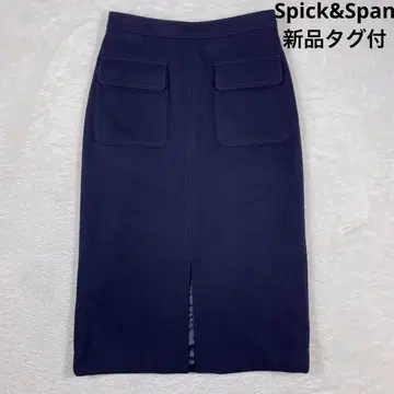 택 포함 새상품 Spick&Span 더블 포켓 타이트 스커트 네이비