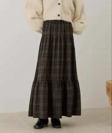 hinari 셔링 캉캉 스커트 체크 S