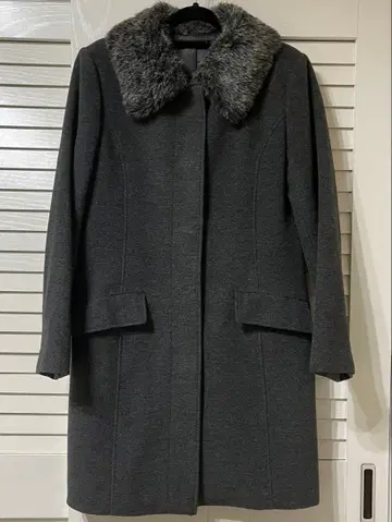 VIVA YOU 그레이 울 코트 퍼 카라 부착