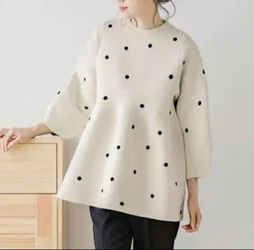 라 페플럼 니트 도트 Lajour 아이보리