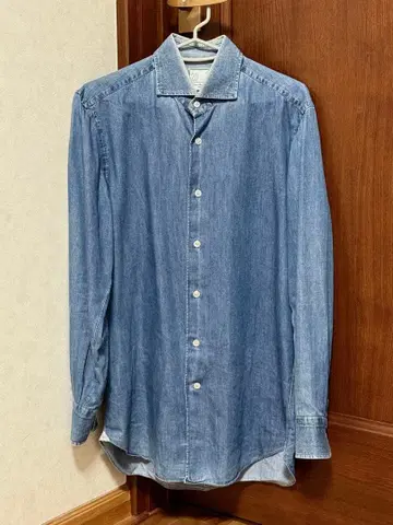 마리아 산탄젤로 이탈리아제 호리즌탈 칼라 데님 셔츠 코튼