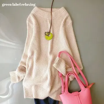 그린 라벨 릴랙싱 꽈배기 니트 라메 믹스 모크넥