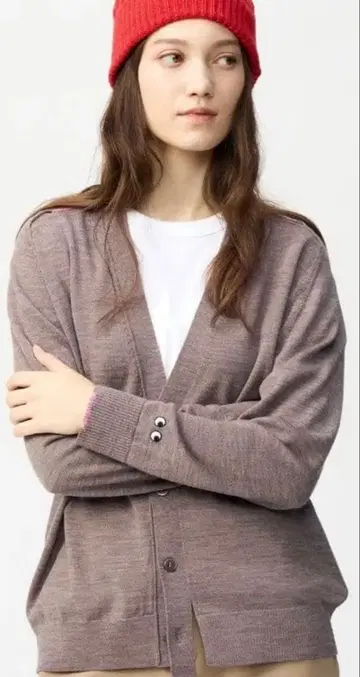 UNIQLO ANIYA 아냐 메리노 오버 사이즈 V넥 가디건 L
