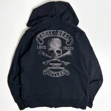 [새상품급] ROEN/로엔/백 스터드 스컬 지퍼 후드티/메탈 스톤/블랙