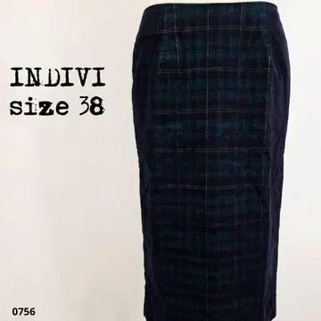 INDIVI 인디비 타이트 스커트 38  체크 0756
