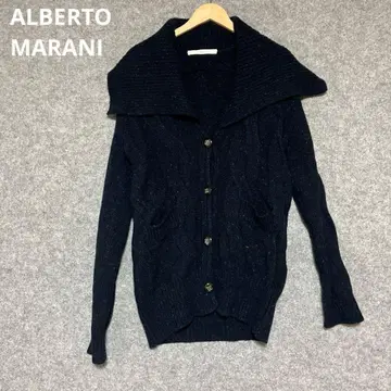 ALBERTO MARANI 울 네이비 니트 가디건 버튼 포함