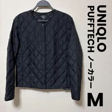 유니클로 노카라 퍼프 테크 퀼팅 자켓 블랙 M