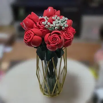[ 완성품 ] 레고 LEGO 장미 꽃병 포함