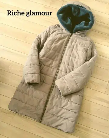 Riche glamour*보아 후드 부착 리버서블 충전솜 다운 코트*M