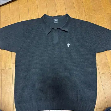 HUF 블랙 니트 피케 셔츠 L