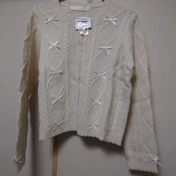 PINK HOUSE 리본 니트 가디건 오프화이트