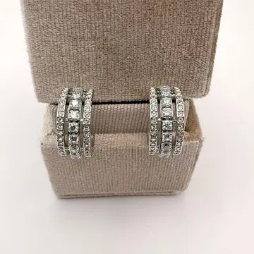 스와로브스키 후프 귀걸이 파베 클리어 크리스탈 실버 톤