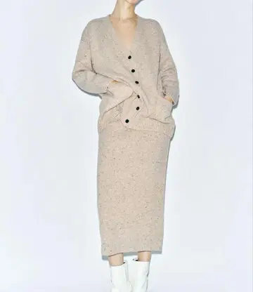 ZARA 100% 울 오버 사이즈 가디건 스커트 셋업