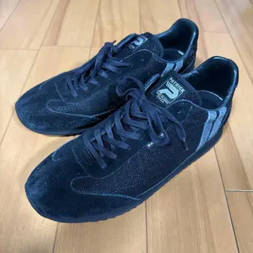 PATRICK 블랙 스웨이드 샤이니 스니커즈