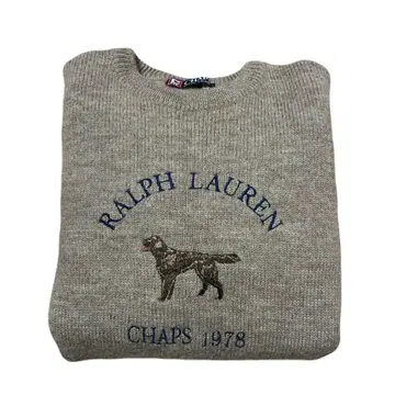 랄프 로렌 챕스 강아지 패턴 자수 90s 베이지 L 애니멀