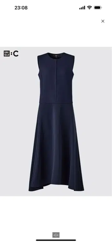 미사용 새상품 하프 지퍼 원피스 슬리브리스 유니클로C 네이비 L 사이즈