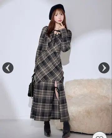 미셸 마카롱 볼레로 set 체크 머메이드 원피스