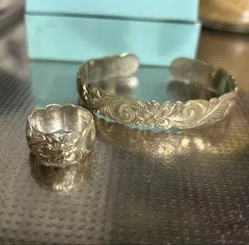 하와이안 주얼리 실버 925 반지 뱅글 세트