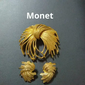 MONET 모네 브로치 & 귀찌 빈티지 골드 컬러