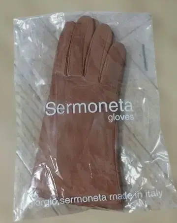 미사용 Sermoneta gloves 브라운 천연 가죽 캐시미어 장갑
