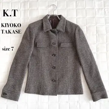 KIYOKO TAKASE 체크 자켓 브라운 사이즈 7