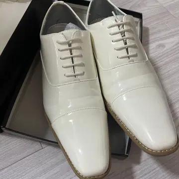 화이트 드레스 슈즈 광택 마감 브라이덜 슈즈 턱시도