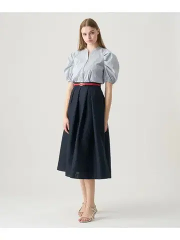 하드 오간자 아지메 턱 스커트 ANAYI 네이비 36