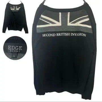 굿 디자인 구제 의류 모노톤 빅 유니언 잭 블랙 니트 가디건