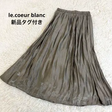 르쿠르블랑 새틴 카키 개더 롱 스커트 일본제