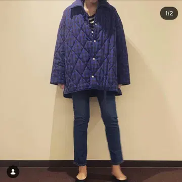 ASTRAET 아스트라트 체크 빅 퀼팅 블루종