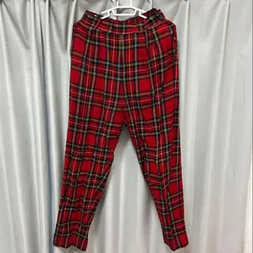 구제 의류 타탄 체크 팬츠 레드 80s 90s 80년대 90년대 레트로