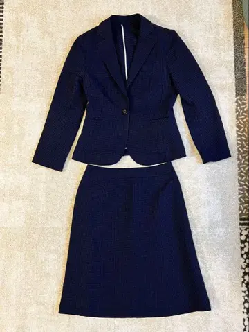 Next Blue 네이비 체크 스커트 수트