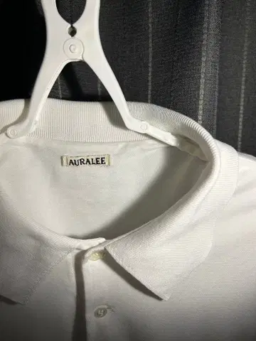 AURALEE 화이트 피케 셔츠 반팔