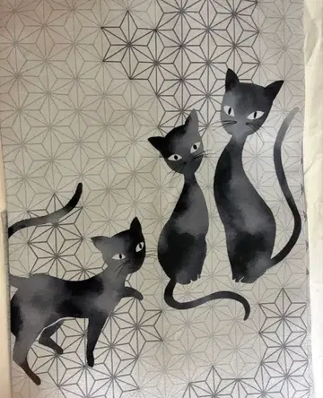 고양이 기모노 (코몬 겉옷 오비) 순수 실크