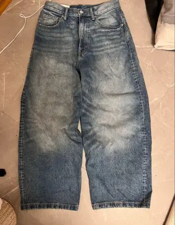 H&M 슈퍼 배기 SUPER BAGGY 28/30 블루 리지드